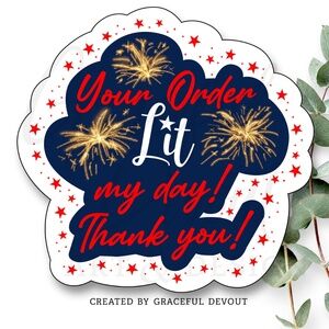 Your Order Lit My Day! Thank You! - 2" (inches) Sticker (96ct.)  [GD144-96]